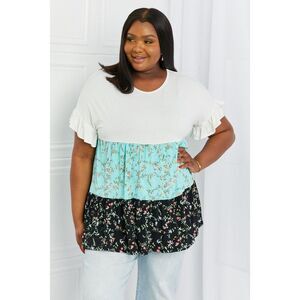 Celeste Sunny Days Full Size Color Block Ruffle Top